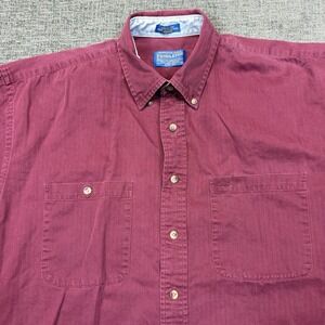 Pendleton Shirt Men's Large Long Sleeve Button Maroon Red Cotton Hong Kong‎